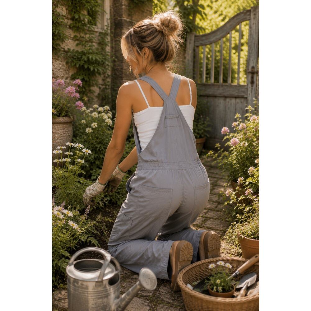 Duluth Trading Co Gray Utility Jumpsuit Overalls XL x 31 Sleeveless Outdoor Bib - Picture 2 of 7